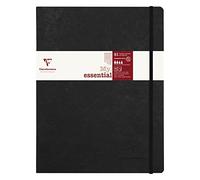 Clairefontaine 794461C Collection Age Bag An Elasticated Notebook Sewn My.Essential Black - B5 19x25 cm - 192 Lined Numbered Pages - 90 g Ivory Paper - Glossy Leather Grain Card Cover