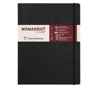 Clairefontaine 794461C Collection Age Bag An Elasticated Notebook Sewn My.Essential Black - B5 19x25 cm - 192 Lined Numbered Pages - 90 g Ivory Paper - Glossy Leather Grain Card Cover