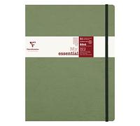 Clairefontaine 794463C Collection Age Bag An Elasticated Notebook Sewn My.Essential Green - B5 19x25 cm - 192 Lined Numbered Pages - 90 g Ivory Paper - Glossy Leather Grain Card Cover