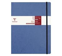 Clairefontaine 794464C Collection Age Bag An Elasticated Notebook Sewn My.Essential Blue - B5 19x25 cm - 192 Lined Numbered Pages - 90 g Ivory Paper - Glossy Leather Grain Card Cover