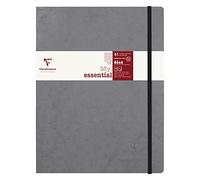 Clairefontaine 794465C Collection Age Bag An Elasticated Notebook Sewn My.Essential Gray - B5 19x25 cm - 192 Lined Numbered Pages - 90 g Ivory Paper - Glossy Leather Grain Card Cover