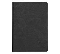 Clairefontaine 795401C Collection Age Bag Black Canvas Back Stitched Notebook - A5 14,8x21 cm - 192 Plain White Pages - Paper 90 g - Glossy Leather Grain Cover Card