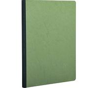 Clairefontaine - Ref 795403C - Age Bag Clothbound Notebook (192 Pages) - A5 Size, Plain Rulings, 90gsm Brushed Vellum Paper - Green Leather Effect Cover