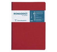 Clairefontaine 795422C Collection Age Bag - Stitched Notebook with Red Canvas Spine - A5 14,8x21 cm - 192 Small Square Pages - 90 g White Paper - Leather Cover