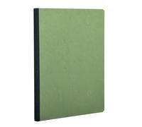 Clairefontaine 795423C Collection Age Bag - Green Canvas Back Stitched Notebook - A5 14,8x21cm - 192 Small Square Pages - 90g White Paper - Leather Card Cover