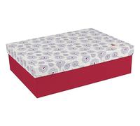 Clairefontaine 812445C - Rectangular Multifunctional Cardboard Storage Box 6 Removable Compartments - Wardrobe Organiser - 29x21x8,5cm - Moulin Rouge Decors