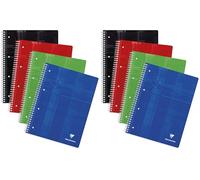 Clairefontaine 8252C Set of 5 Perforated Spiral Notebooks - A4+ 22.5x29.7 cm - 160 Detachable Small Square Perforated Pages - 90 g White Paper - Laminated Card Cover - Random Colours (Pack of 2)