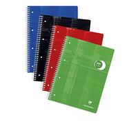 Clairefontaine 8253C - Pack of 5 college blocks DIN A4+ with ring binder holes, 4-hole perforated, 80 dot/dot checkered sheets, 90g, assorted colors, 1 pack