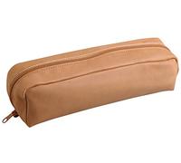 Clairefontaine 8300C - Rectangular School Pencil Case in Natural Colour Leather 22x5x3 cm in Genuine Lambskin - School Supplies - Pencil Case - Pen Holder