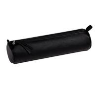 Clairefontaine 8320C - One Round Black School Pencil Case Ø5,5x22 cm in Genuine Lambskin Leather - School Supplies - Coloured Pencil Case - Pen Holder