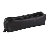 Clairefontaine 8321C -Rectangular School Pencil Case in Black Leather 21x4x6 cm in Genuine Lambskin - School Supplies - Coloured Pencil Case - Pen Holder