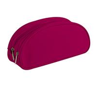 Clairefontaine 8344C - One Large School Pencil Case Oval 2 compartments - Dimensions: 22x8x10 cm - Raspberry Colour - Practical - Spacious - Organisational