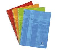 Clairefontaine 8352C - One Spiral Notebook - Dimensions: 24cm x 32 cm - 180 Small Squares Pages - White Paper 90 g - Random Colour - Laminated Card Cover