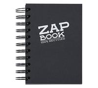 Clairefontaine 8361C Zap Book Spiral Notebook - 160 Sheets 100% Recycled Sketch Paper - A6 10.5x14.8 cm 80g - Black Cover - Pack of 5 Notebooks