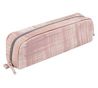 Clairefontaine - Rectangular Pencil Case - 21x4x6cm, Brushed Salmon Leather, Metal Zipper
