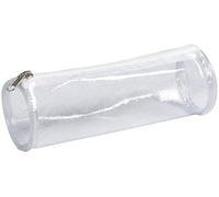Clairefontaine - Ref 8486C - Fancy Transparent Round Pencil Case - 22 x 7 x 7cm, Made From Polypropylene, Suitable for Exams, Metal Zip & Metal Pull Tab - Clear With Glitter