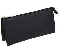 Clairefontaine 8490C - One Flat School Pencil Case 3 compartments with Zipper- Dimensions: 22x2x10 cm - Black Colour - Practical - Spacious - Organisational