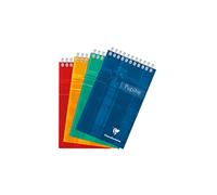 Clairefontaine 8642C Spiral Note Pad - 10.5x17 cm - 160 Detachable Pages Small Squares - White Paper 90 g - Laminated Card Cover Random Colour