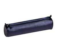 Clairefontaine 8694C - Round Iridescent Effect Petrol Blue School Pencil Case Ø5,5x22 cm in Genuine Lambskin Leather - School Supplies Pencil Case - Penholder