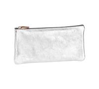 Clairefontaine 8701C - Genuine Lambskin Flat School Pencil Case Silvered Iridescent Effect 22x11 cm - School supplies - Coloured Pencil Case - Pencil Tray
