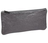 Clairefontaine 8703C - Flat School Pencil Case Graphite Iridescent Effect 22x11 cm in Genuine Lambskin Leather - School Supplies - Pencil Case - Pen Holder