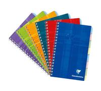 Clairefontaine 8809C A+E2047 Spiral Index 8 Notches 11x17 cm - 96 Small Squares Pages - White Paper 90 g - Laminated Card Cover - Random Colour