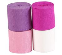 Clairefontaine - Ref 914291C - Fireproof Crepe Paper (Pack of 4) - 5cm Width x 10m Length, Fire-Retardant, Flexible, Good Resistance - Assorted Pink Colours