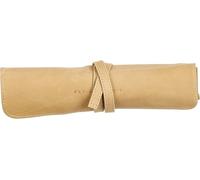Clairefontaine 930028C Flying Spirit Round Pencil Case - Compartmentalised Case, Protective Flap and Strap Closure - L. 26.7 x H. 20.5 cm Genuine Beige Leather