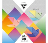Clairefontaine 95011C - Pack of 100 Sheets of Origami Paper 70 g/m², 20 x 20 cm, Colourful, Pack of 1