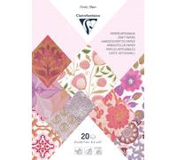 Clairefontaine 95093C Pad of 20 Sheets of Paper Format A4 21x29,7cm Handmade Textured Creative Leisure Cardmaking Scrapbooking Decoration Pink/Violet colours
