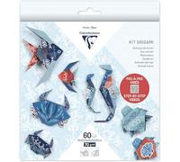 Clairefontaine 95367C Kit of 60 Sheets Origami Paper 70g/m² 3 Sizes 10x10cm 15x15cm 20x20cm Step-by-Step 4 Designs Including 5 Illustrations Marine Wildlife