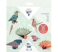 Clairefontaine 95382C Origami Box 60 Sheets Origami Paper Birds 70gsm 3 Sizes 10x10cm 15x15cm 20x20cm 4 Different Designs Including 5 Different Illustrations