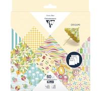 Clairefontaine 95384C - 60 Sheets of Origami Paper 70 g/m², 3 Sizes: 10 x 10 cm, 15 x 15 cm, 20 x 20 cm, 10 Assorted Coloured Designs (2 Sheets per Size), French Riviera