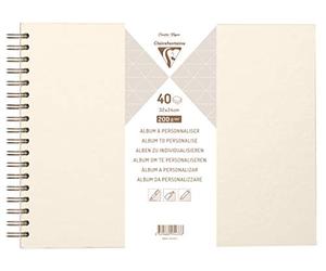 Clairefontaine 95433C Spiral Album to Personalize 40 Sheets of Thick White Paper 200g/m² Format 32x24 cm Ivory Iridescent Hard Cover Creative, Scrapbooking