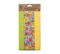 Clairefontaine 95541C Pack of 6 sheets of Printed Silk Paper Format 50x75 cm 2 Sheets Flower Design 2 Sheets Lemon Yellow 2 Sheets Apple Green Easter Ast