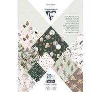 Clairefontaine 95548C Pad of 20 Cosy Christmas Printed Paper Pad Sheets A4 (21x29,7cm) 160gsm + 2 Sheets of Labels to Cut Creative Idea Scrapbooking Leisure