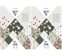 Clairefontaine 95548C Pad of 20 Cosy Christmas Printed Paper Pad Sheets A4 (21x29,7cm) 160gsm + 2 Sheets of Labels to Cut Creative Idea Scrapbooking Leisure (Pack of 2)