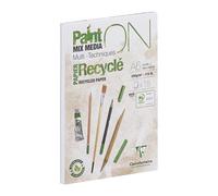 Clairefontaine 960061C PaintON Multi-Technique Recycled A6 10.5x14.8 cm 250g - 15 Sheets Multi-Technique Drawing Paper 100% Recycled with Satin Finish - White