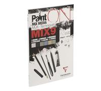 Clairefontaine 960078C - PaintON MIX9 Multi-Technique Glued Pad - 27 Sheets of Multi-Technique Drawing Paper - Assorted 9 Papers x3 Sheets - A3 29.7x42 cm 250g