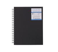 Clairefontaine 960082C Goldline Micro-Perforated Spiral Notebook - 40 Sheets of White Multi-Technique Drawing Paper - 17.8x25.4 cm 250g - Black Hardcover