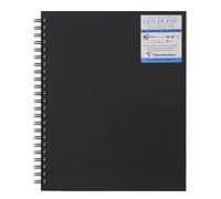 Clairefontaine 960084C Goldline Micro-Perforated Spiral Notebook - 40 Sheets White Multi-Technique Drawing Paper - 22.9 x 30.5 cm 250g - Portrait Format - Black Hard Cover Imitation Canvas