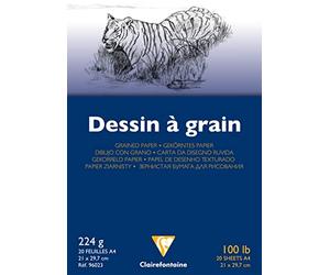 Clairefontaine 96023C Bloc Encollé Papier Dessin à Grain - 20 Feuilles Papier Dessin au Grain Marqué - A4 21x29,7 cm 224g - Idéal pour le Dessin Scolaire - Paquet de 5 blocs