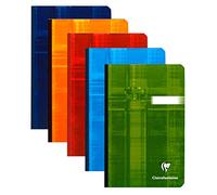 Clairefontaine 9606C Set of 5 Canvas Spine Small Notebooks - 11x17cm - 192 Lined Pages - 90 g White Paper - Laminated Card Cover - Random Colours