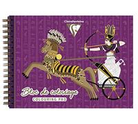 Clairefontaine 96188C Spiral Pad of 20 Sheets White Drawing Paper 250g/m² Format 32x24 cm Creative and Colouring Adults Children Theme Egypt 10 Motifs x2