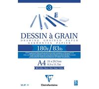 Clairefontaine 96624C - Glued Block Grain Drawing Paper - 30 Sheets of Marked Grain Drawing Paper - A4 21x29.7 cm 180g - Ideal for Drawing w/ Pencil- Pack of 5