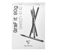 Clairefontaine 96667C Graf'It Stapled Pad - 80 Sheets Plain Sketch Drawing Paper - Detachable Sheets - A6 10.5x14.8 cm 90g - White Cover - Pack of 5 Pads