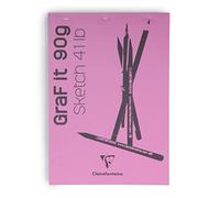 Clairefontaine 96671C Bloc Agrafé GraF'it - 80 Feuilles Papier Dessin Croquis Uni - Feuilles Détachables - A5 14,8x21 cm 90g - Couverture Rose - Paquet de 10 blocs