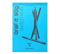 Clairefontaine 96672C Graf'It Stapled Pad - 80 Sheets Plain Sketch Drawing Paper - Detachable Sheets - A5 14.8x21 cm 90g - Sky Blue Cover - Pack of 10 pads
