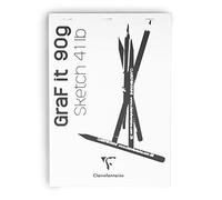 Clairefontaine 96679C Bloc Agrafé GraF'it - 80 Feuilles Papier Dessin Croquis Uni - Feuilles Détachables - A4 21x29,7 cm 90g - Couverture Blanche - Paquet de 5 blocs
