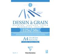 Clairefontaine 96684C Bloc Encollé Papier Dessin à Grain - 40 Feuilles Papier Dessin au Grain Marqué - A4 21x29,7 cm 125g - Paquet de 5 blocs
